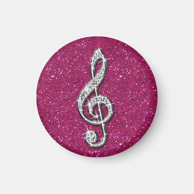 Glitzy Funkelnd Diamond Musiknote Magnet (Vorne)