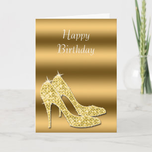 Glitzy Funkelnd Gold Stiletto Shoes Geburtstag Karte