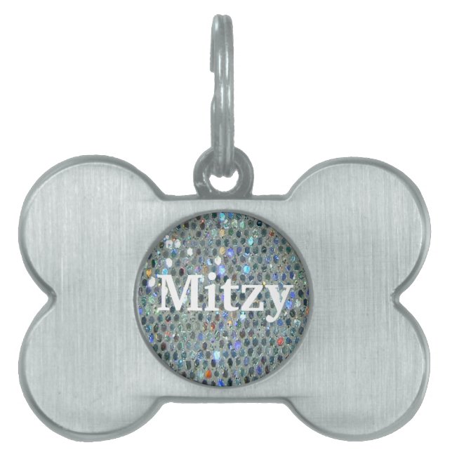 Glitzy Funkelnd Silver Glitzer Bling Tiermarke (Vorderseite)