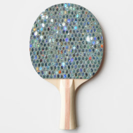 Glitzy Funkelnd Silver Glitzer Bling Tischtennis Schläger