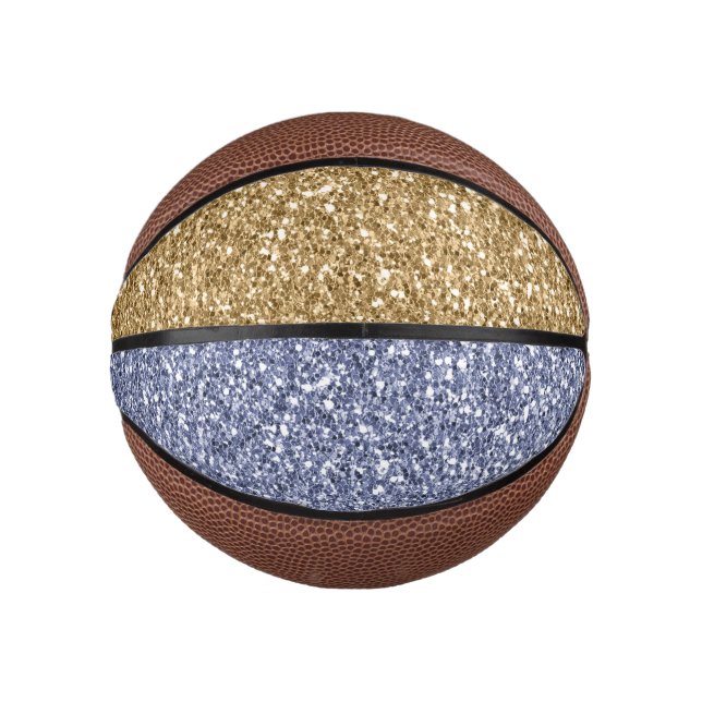 Glitzy Girly Gold Lila Glitzer Mini Basketball (Vorderseite)