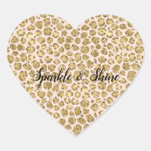 Glitzy Glam Gold Blush Glitzer Leopard Herz-Aufkleber