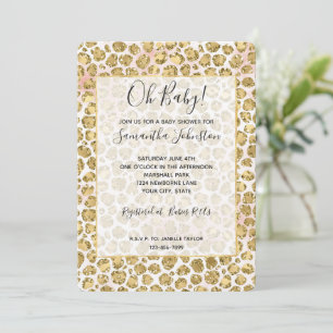 Glitzy Glam Gold Blush Glitzer Leopard Print Einladung
