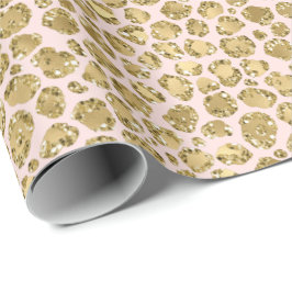 Glitzy Glam Gold Blush Glitzer Leopard Print Geschenkpapier