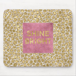 Glitzy Glam Gold Blush Glitzer Leopard Print Mousepad