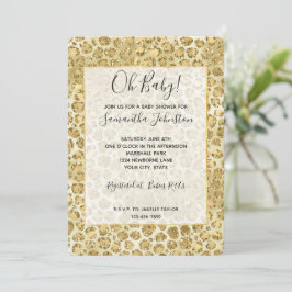 Glitzy Glam Gold Glitzer Leopard Print Einladung