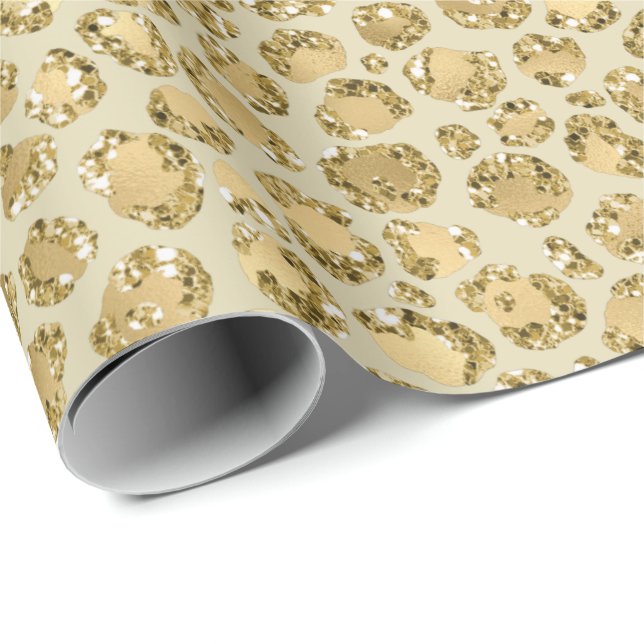 Glitzy Glam Gold Glitzer Leopard Print    Geschenkpapier (Rolleneckpunkt)
