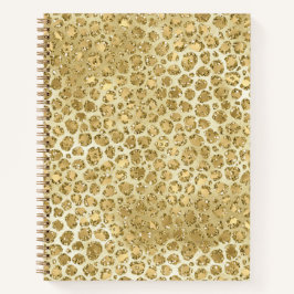 Glitzy Glam Gold Glitzer Leopard Print Notizbuch