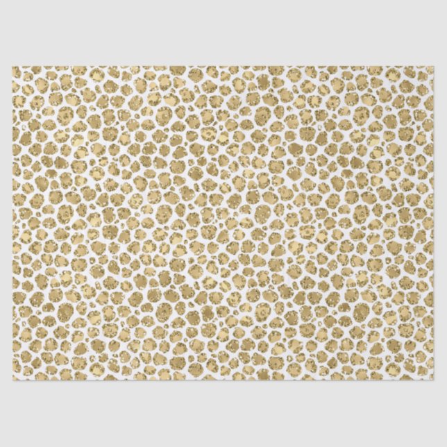 Glitzy Glam Gold White Glitzer Leopard Print     Seidenpapier (Vorderseite)