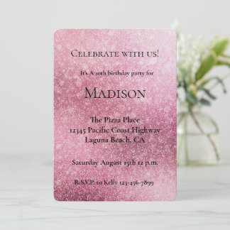 Glitzy Glam Pink Sparkle Geburtstag Einladung
