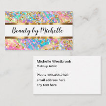 Glitzy Glassy Makeup Artist Business Card