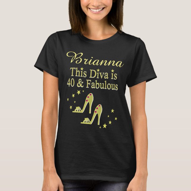 GLITZY GOLD 40 UND FABULOUS PERSONALISIERT T SHIRT (Vorderseite)