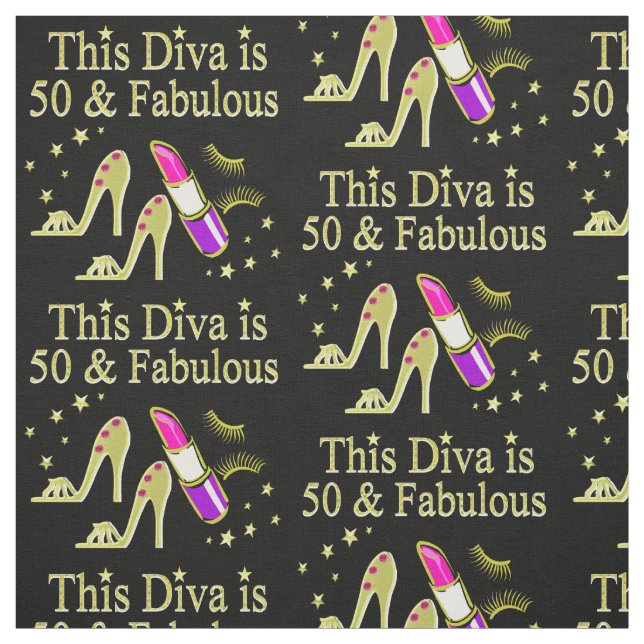 GLITZY GOLD 50. BIRTHDAY DIVA DESIGN STOFF (Muster)