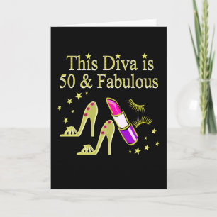 GLITZY GOLD 50TH BIRTHTAY DIVA DESIGN KARTE
