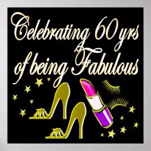 GLITZY GOLD 60. BIRTHDAY DIVA POSTER