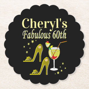 GLITZY GOLD 60. GEBURTSTAG UNTERSETZER