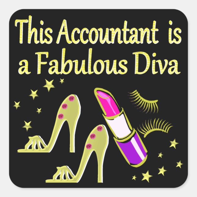GLITZY GOLD ACCOUNTANT DESIGN QUADRATISCHER AUFKLEBER (Vorderseite)