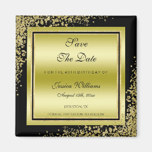 Glitzy Gold Confetti Dekorationen Save the Date Magnet