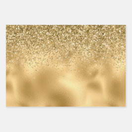Glitzy Gold Glam Glitzer Sparkle      Geschenkpapier Set