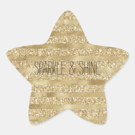 Glitzy Gold Glam Glitzer Streifen Stern-Aufkleber