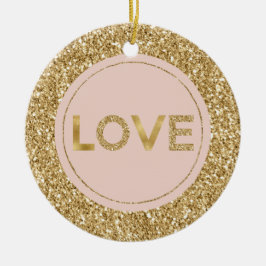 Glitzy Gold Glitzer Blush Pink Liebe Keramik Ornament