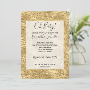 Glitzy Gold Glitzer Zebra Baby Shower Einladung