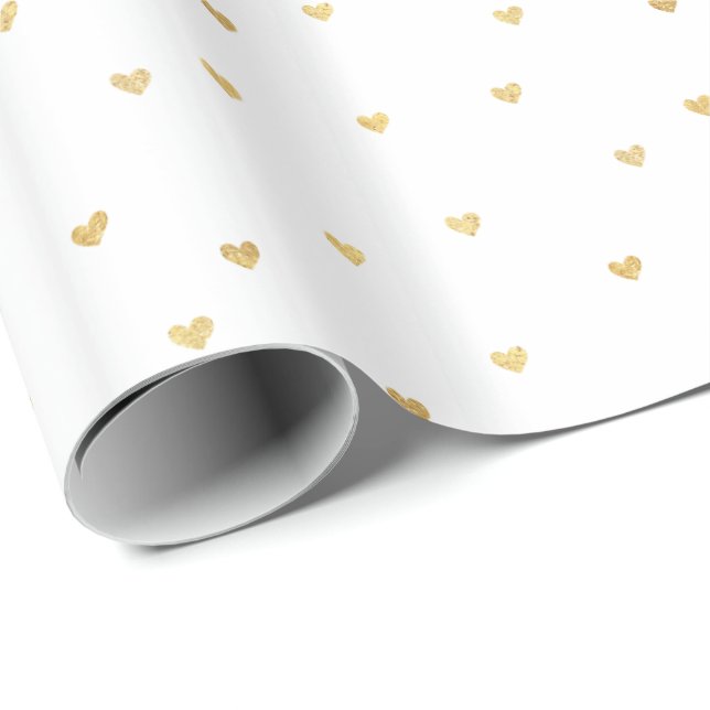 Glitzy Gold Hearts Geschenkpapier (Rolleneckpunkt)