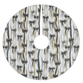 Glitzy Gold Silver Black Ribbons Bows Christmas Polyester Weihnachtsbaumdecke