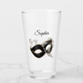 Glitzy Gold Silver New Year Black Mask Glas