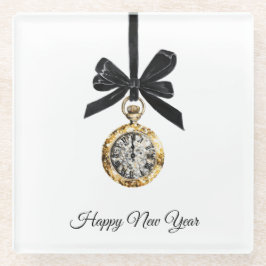 Glitzy Gold Silver New Year Midnight Hour   Glasuntersetzer