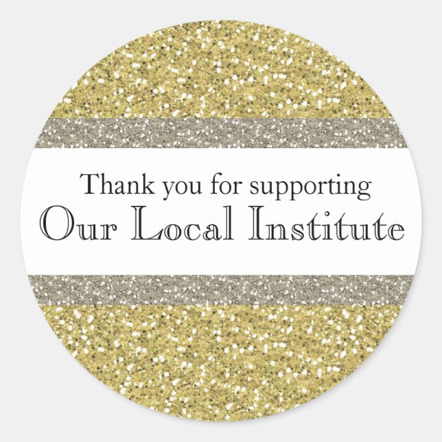 Glitzy Gold Silver Personalisiertes Siegel Runder Aufkleber (Vorderseite)