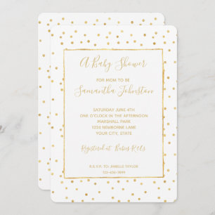 Glitzy Gold und White Confetti Babydusche Einladung