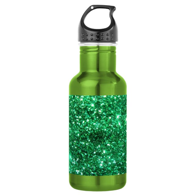 Glitzy Green Glitzer Edelstahlflasche (Vorderseite)