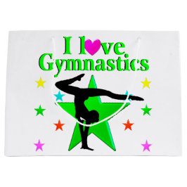 GLITZY GREEN I LIEBE GYMNASTICS DESIGN GROßE GESCHENKTÜTE