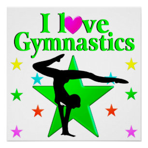 GLITZY GREEN I LIEBE GYMNASTICS DESIGN POSTER