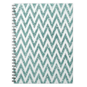 Glitzy Green White Zickzack Stripes Notizblock