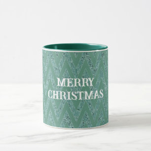 Glitzy Green Zickzack Stripes Weihnachten Tasse