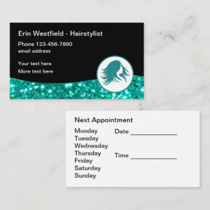 Glitzy Hair Beauty Termin Business Cards Visitenkarte