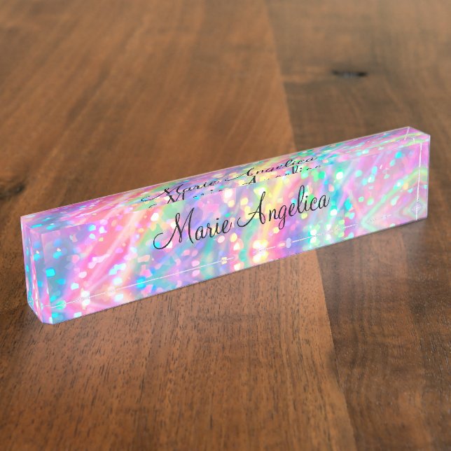 Glitzy Holographic  Namensplakette (Seite)