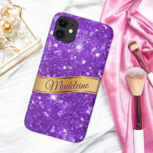 Glitzy Lila Individuelle Name iPhone Case