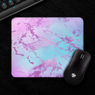 Glitzy Marble   Girly Glam Pink Blue Purple Ombre Mousepad