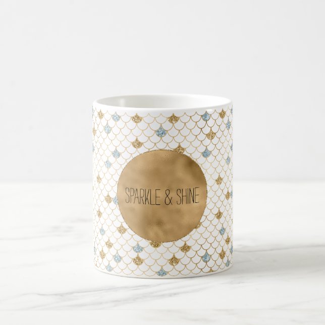 Glitzy Mermaid Blue Gold Sparkone Glitzer Kaffeetasse (Mittel)