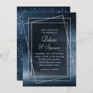 Glitzy Minimalismus   Hochzeit von Navy Blue Imita Einladung