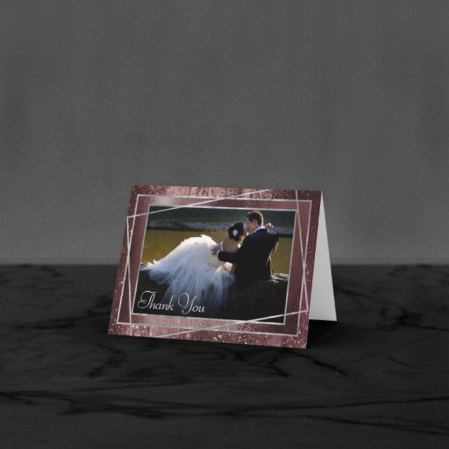 Glitzy Minimum Cassis Purple Glitter Foto Dankeskarte (Von Creator hochgeladen)