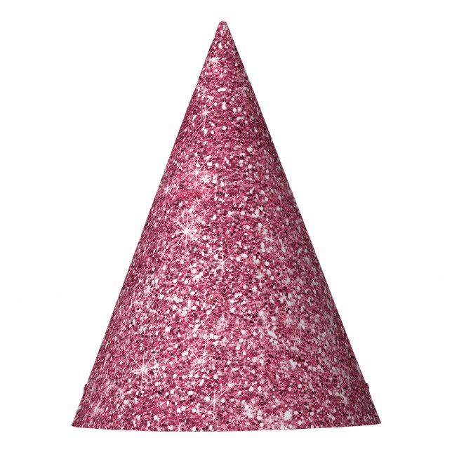Glitzy Pink Glam Sparkle Geburtstag Partyhütchen (Vorderseite)