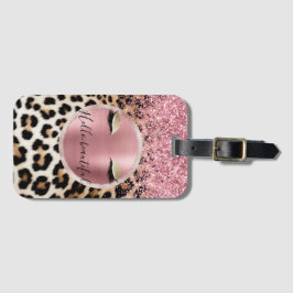 Glitzy Pink Glitzer Gold Eyelashes Leopard Gepäckanhänger