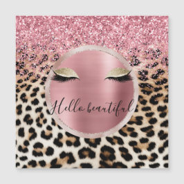 Glitzy Pink Glitzer Gold Eyelashes Leopard Magnetkarte