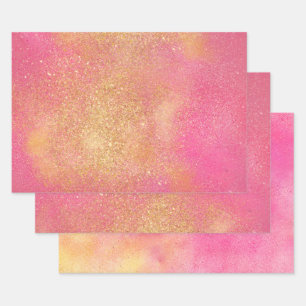 Glitzy Pink Gold Sparkle Shine Geschenkpapier Set