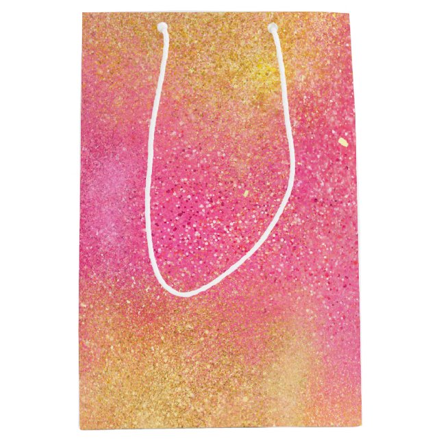 Glitzy Pink Gold Sparkle und Shine Mittlere Geschenktüte (Vorderseite)