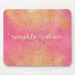 Glitzy Pink Gold Sparkle und Shine Mousepad